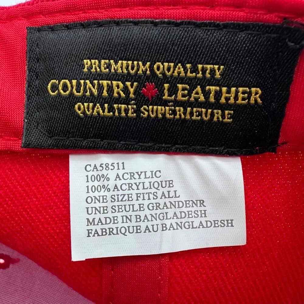 Canada Flag Embroidered Baseball Cap Hat Red White New Country Leather Brand - Picture 6 of 16